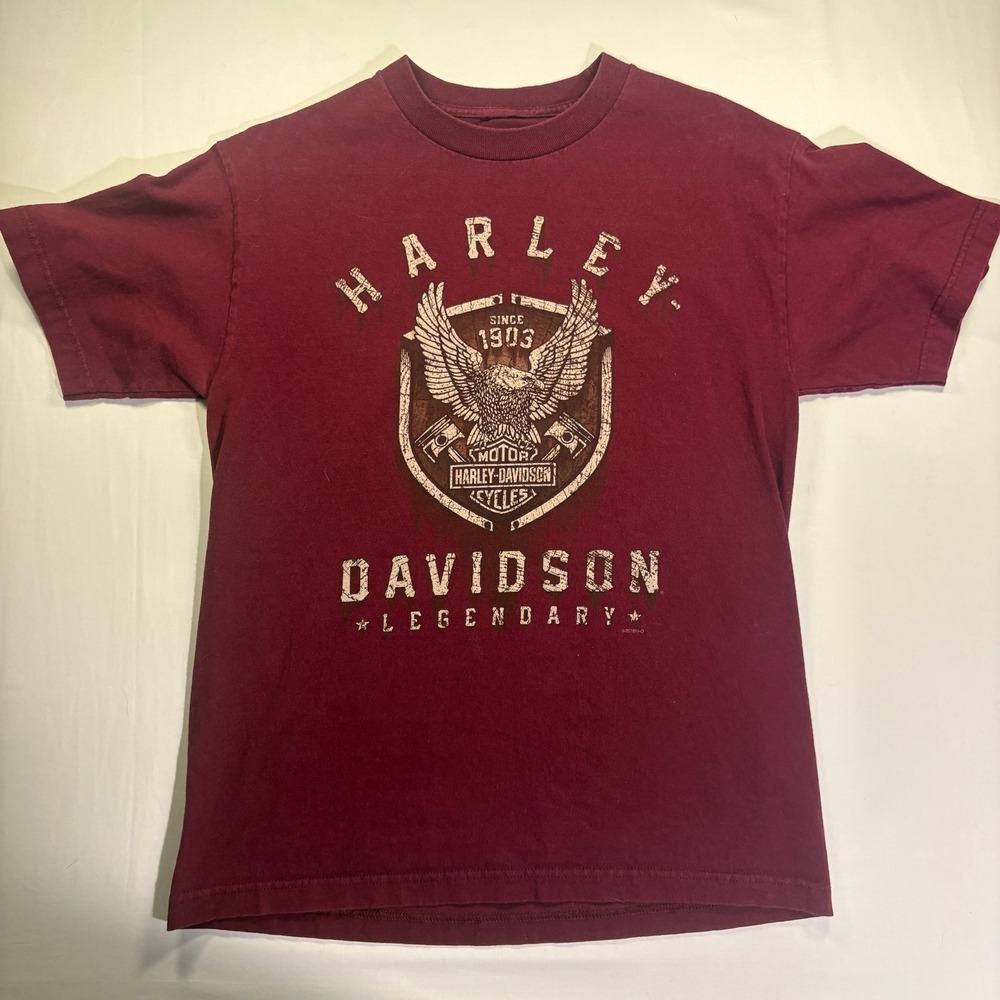 Harley Davidson T-Shirt Mens Large Burgundy Eagle Graphic Abernathy's TN 2016